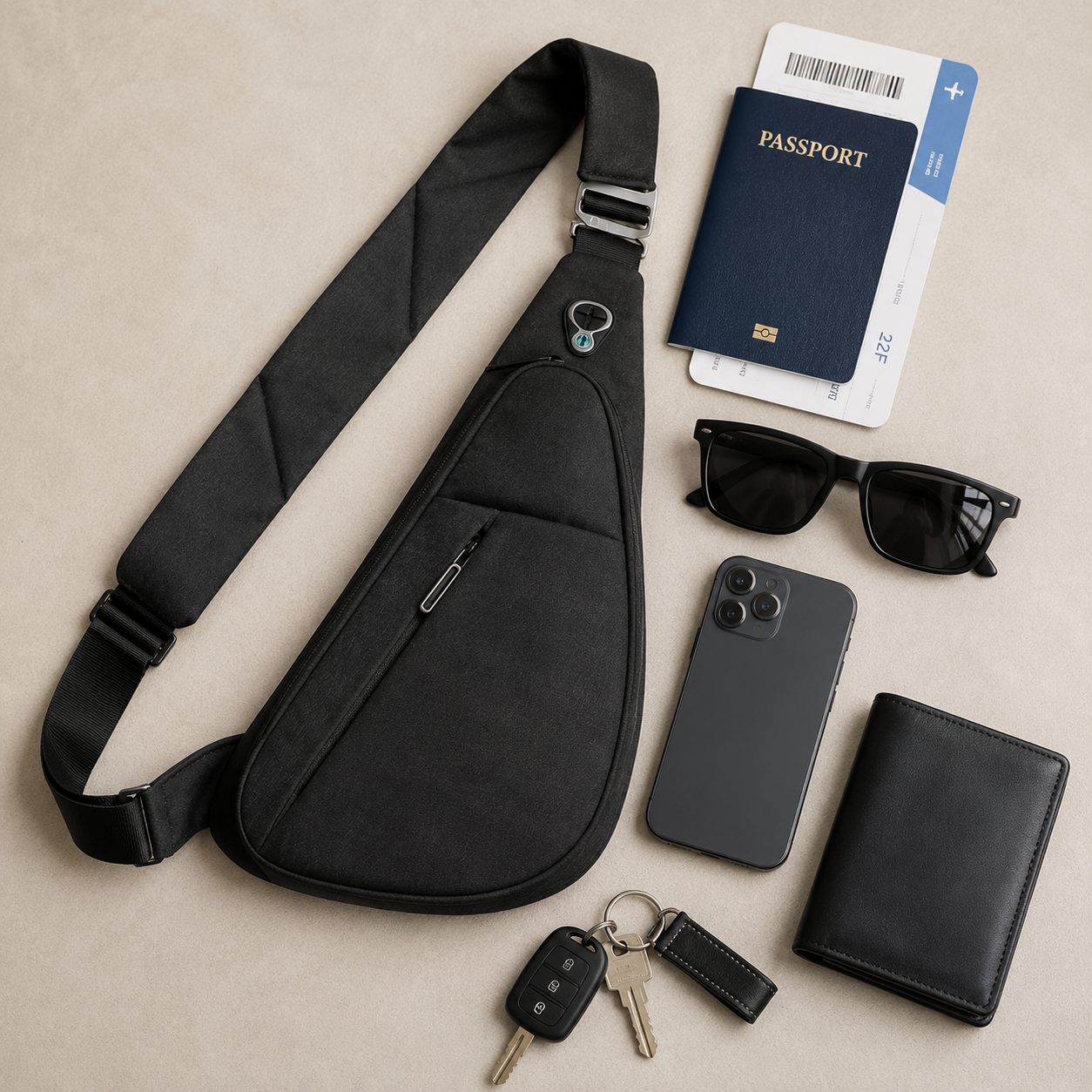 Travelminded Anti-Diefstal Draagtas l Hou je telefoon, paspoort en portefeuille veilig dichtbij op reis.