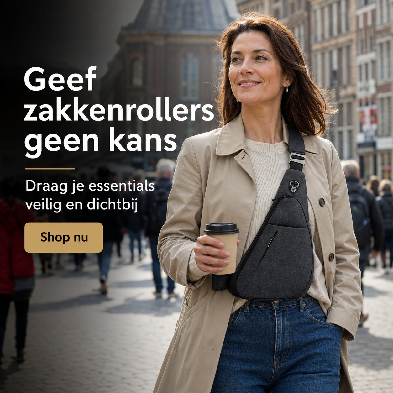 Travelminded Anti-Diefstal Draagtas l Hou je telefoon, paspoort en portefeuille veilig dichtbij op reis.