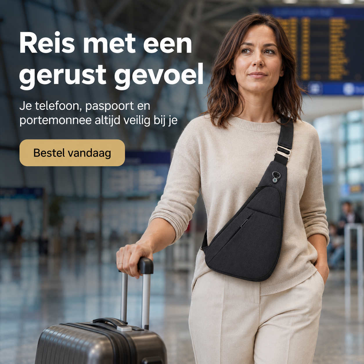 Travelminded Anti-Diefstal Draagtas l Hou je telefoon, paspoort en portefeuille veilig dichtbij op reis.