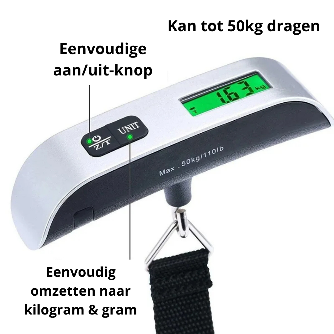(Black Friday Deal) TravelMinded™ Digitale Bagageweegschaal 50kg – Bespaar op overgewicht & reis zonder stress